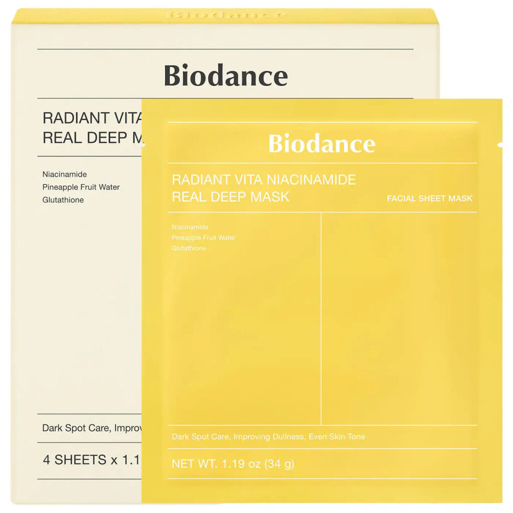 Biodance | Radiant Vita Niacinamide Real Deep Mask - 4 pack for Brightening Dull & Dark Spot Care
