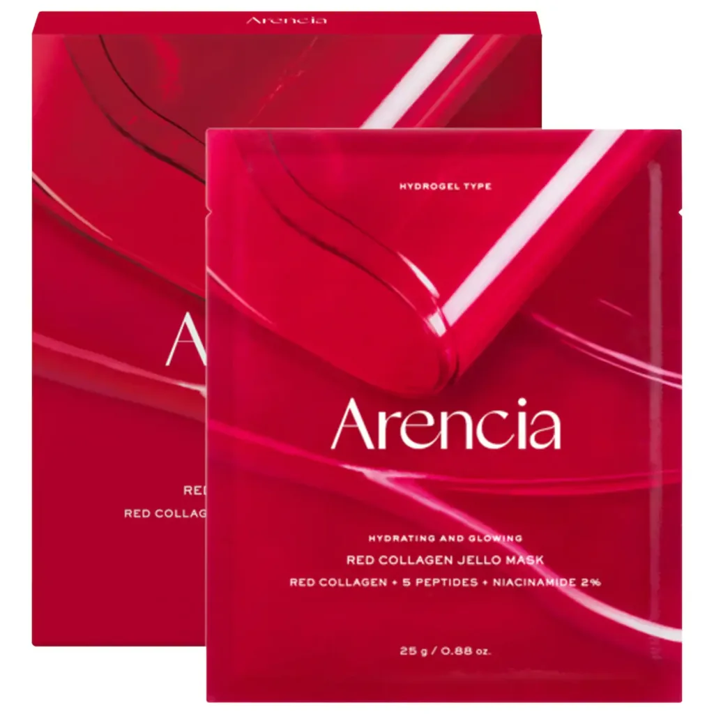 Arencia | Red Collagen Pore-Tightening Jello Mask (4-Pack) with Red Collagen, Niacinamide, and Peptides