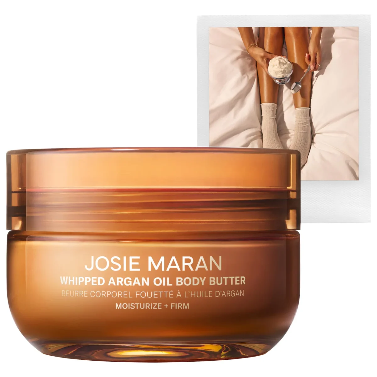 JOSIE MARAN | ...In Bed (Whipped Vanilla Milk + Cashmere Musk) - Whipped Argan Oil Refilllable Body Butter Jar (Crema corporal batida con aceite de argán, vainilla y almizcle de cachemira)
