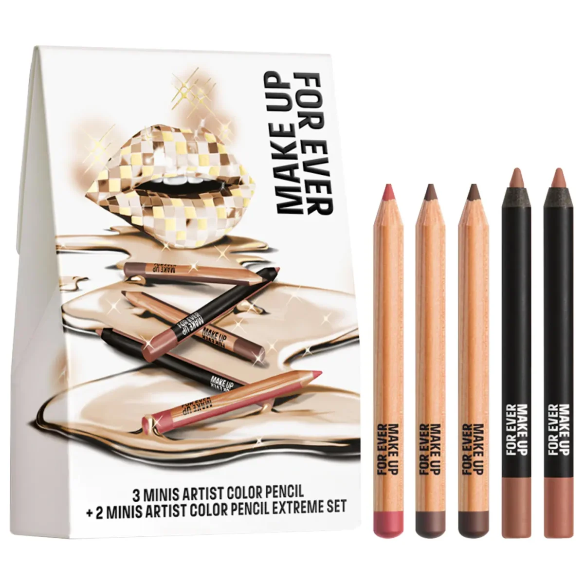 MAKE UP FOR EVER | Mini Artist Color Pencil Original & Extreme Long-lasting Lip Liner Set (Set de 5 delineadores de labios mini de larga duración)