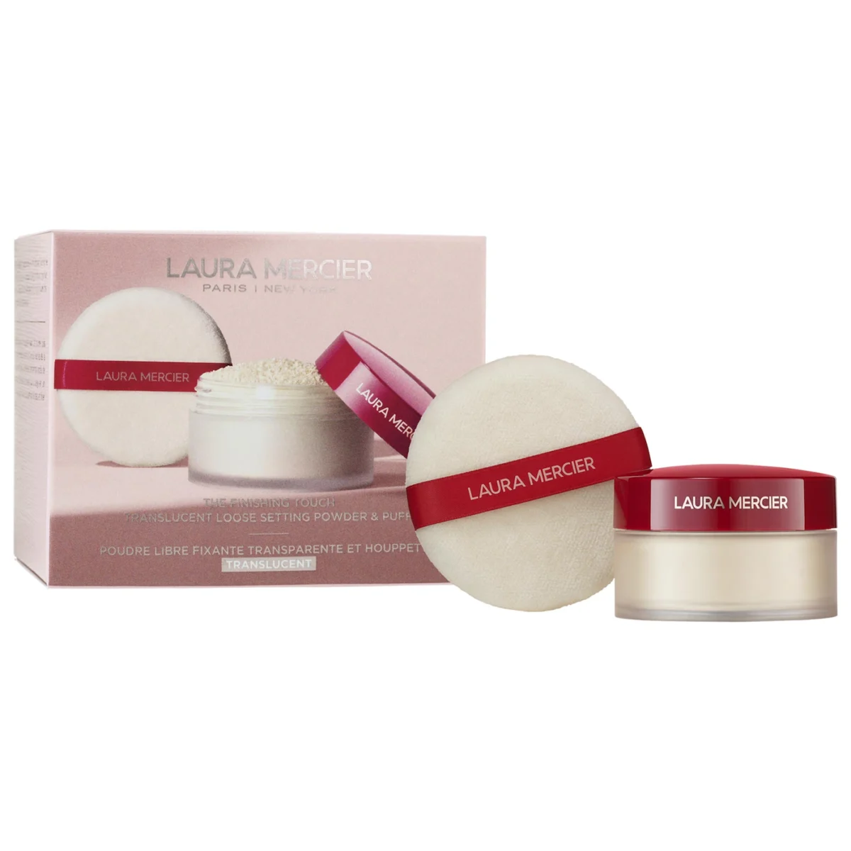 Laura Mercier | The Finishing Touch Translucent Loose Setting Powder & Velour Puff Gift Set (Set de polvo translúcido fijador con esponja Velour de edición limitada)
