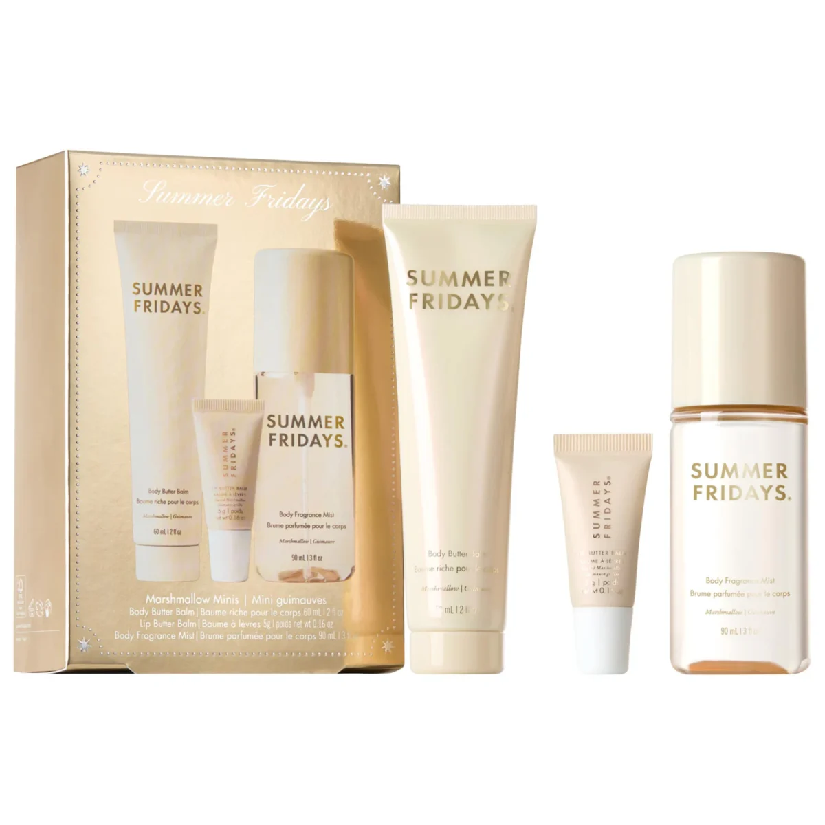 Summer Fridays | Marshmallow Minis - Body and Lip Set (Set mini de cuidado corporal y labial en aroma marshmallow)
