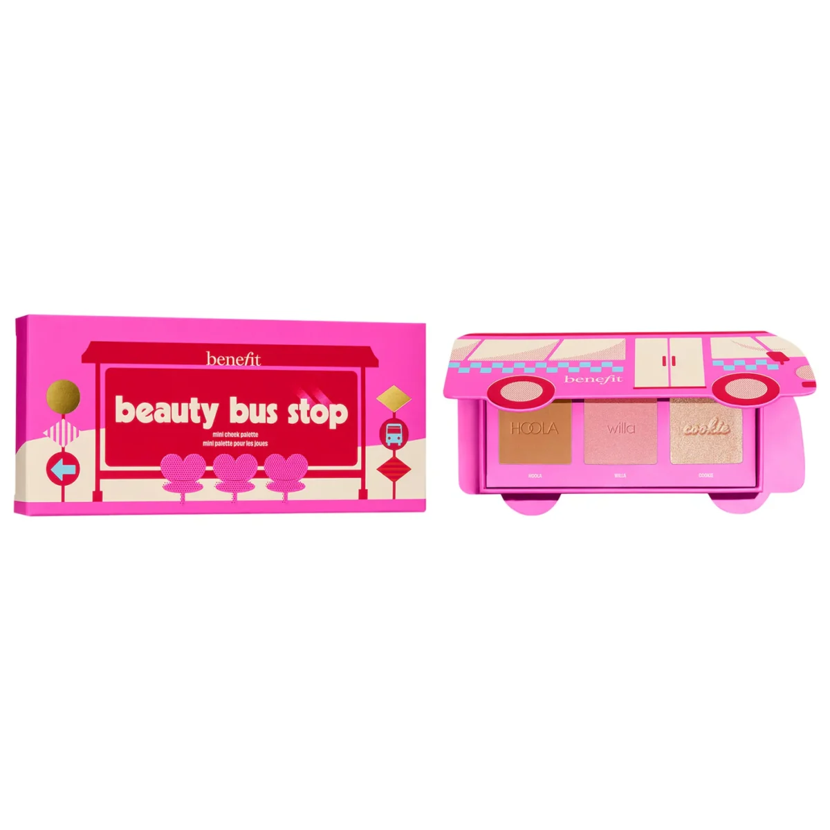 Benefit Cosmetics | Mini Beauty Bus Stop Cheek Palette (Mini paleta de mejillas: bronceador, rubor e iluminador)