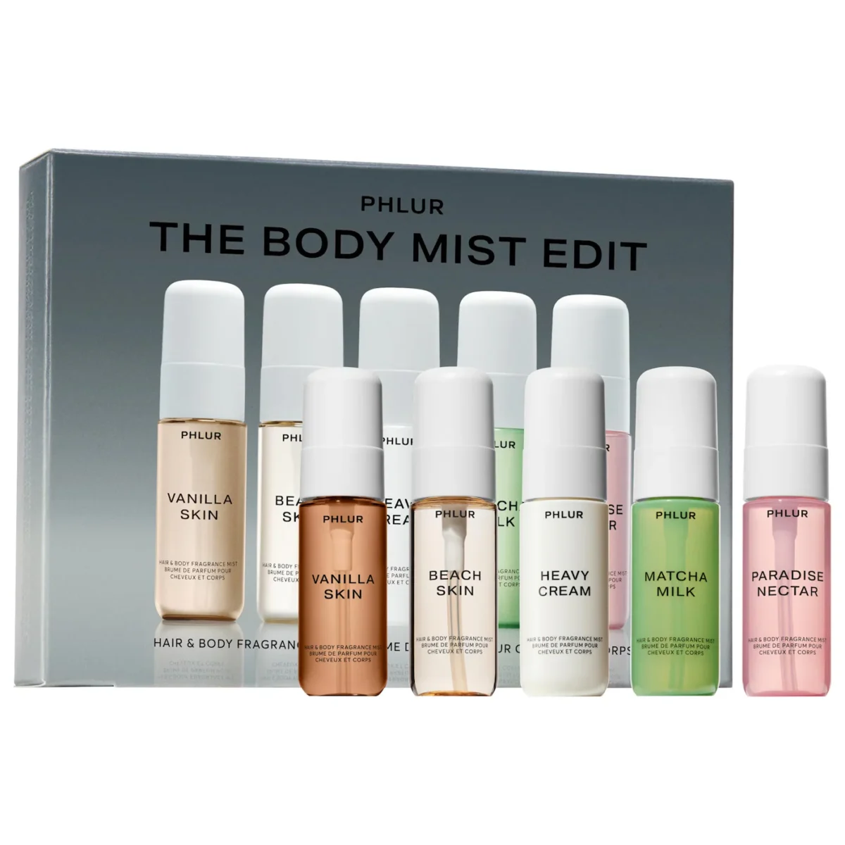 PHLUR | The Body Mist Edit Sampler Gift Set (Set muestrario de 5 mists de fragancia corporal)