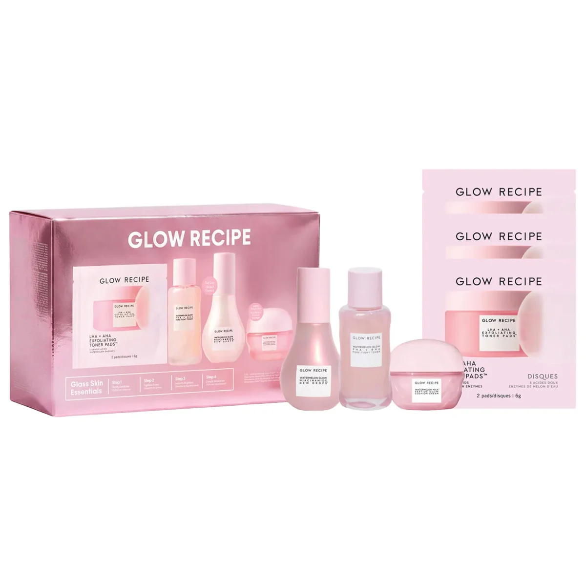 Glow Recipe | Watermelon Glow Essentials Gift Set for Brightening & Hydration (Set de 4 pasos: rutina completa iluminadora e hidratante)